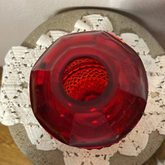 Vintage Viking Glass Red Diamond Point Glimmer Fairy Lamp - Picture 4 of 9